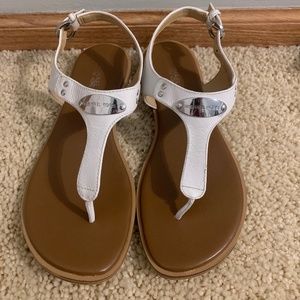 Michael Kors MK Plate Flat Thong Sandals- White